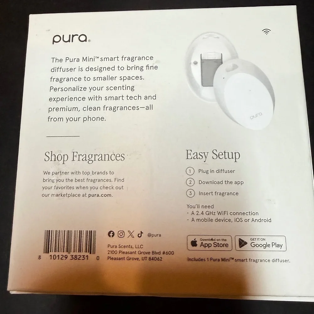 Pura Mini Smart Fragrance Diffuser White New App Controlled Small Space